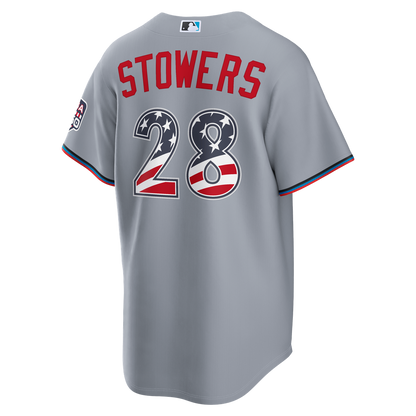Kyle Stowers Miami Marlins Nike USA 250 Fourth of July Road Stadium Jersey - Gray
