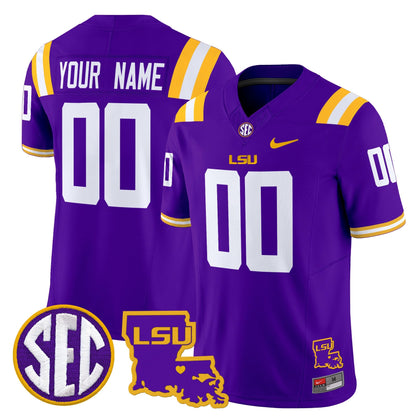 LSU Tigers 2025 Louisiana Patch Vapor Limited Custom Jersey - All Stitched