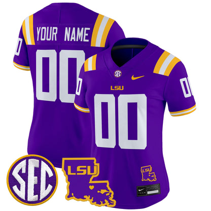 LSU Tigers 2025 Louisiana Patch Vapor Limited Custom Jersey - All Stitched