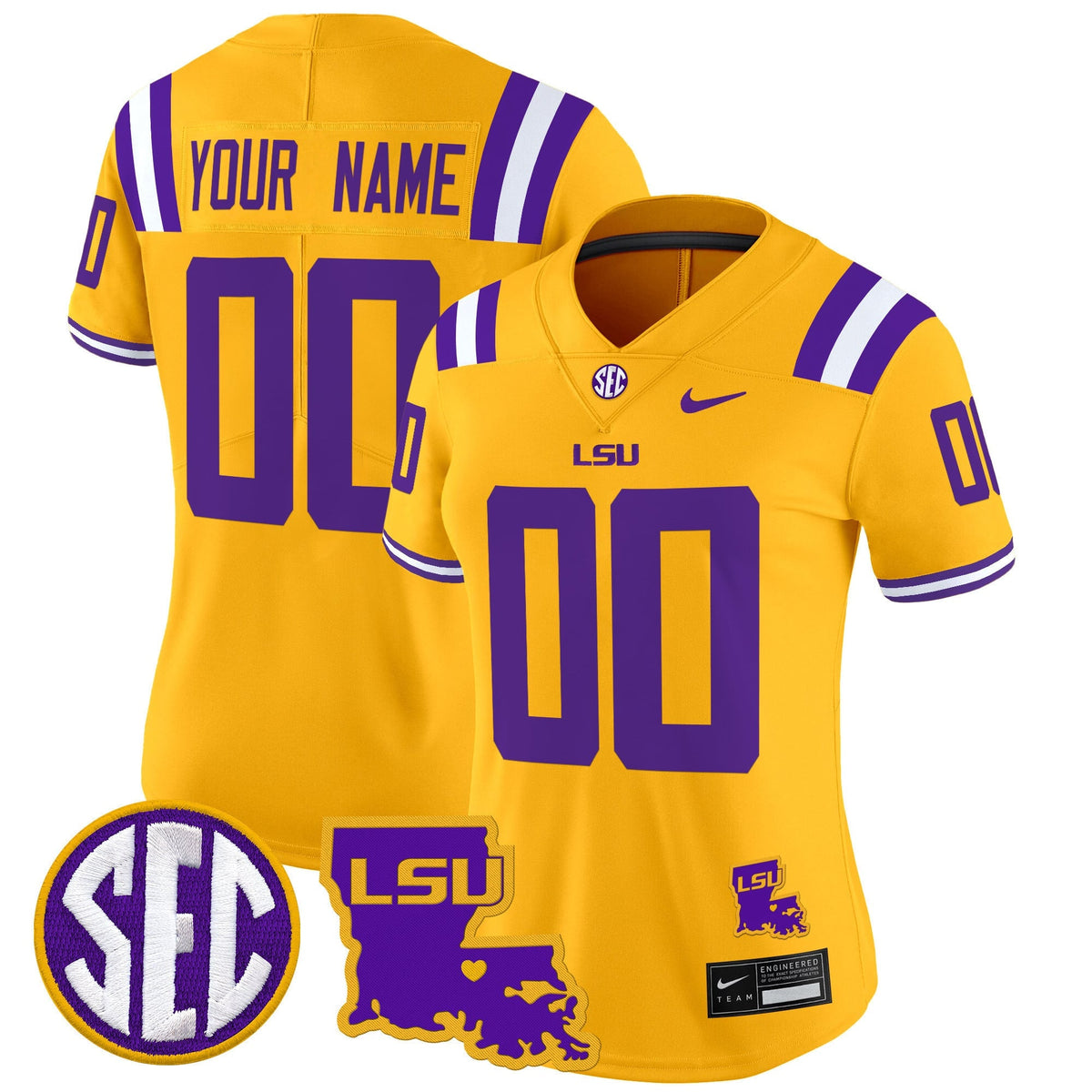 LSU Tigers 2025 Louisiana Patch Vapor Limited Custom Jersey - All Stitched