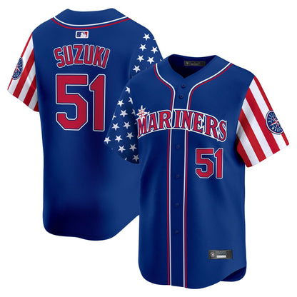 Men's Seattle Mariners 2025 Independence Day Vapor Premier Limited Jersey - All Stitched