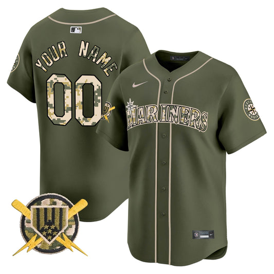 Seattle Mariners Armed Forces Day Vapor Premier Limited Custom Jersey - All Stitched