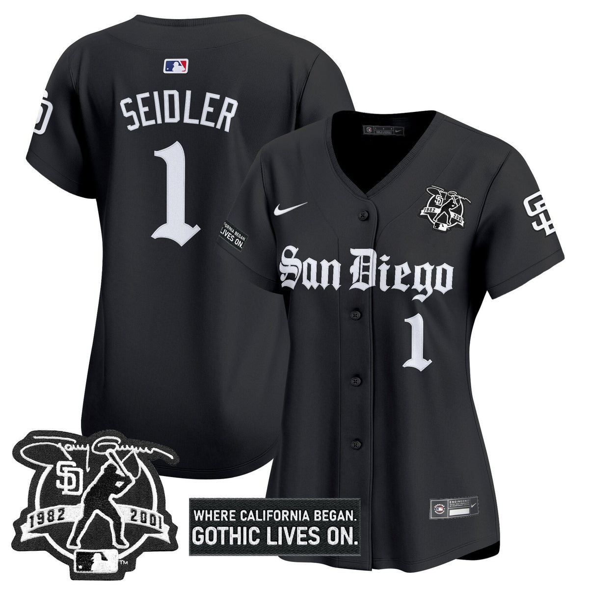 Women's San Diego Padres 'Gothic Edition' Vapor Premier Limited Jersey - All Stitched