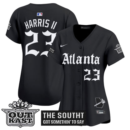 Women's Atlanta Braves 'Gothic South x Outkast Edition' Vapor Premier Limited Jersey - All Stitched