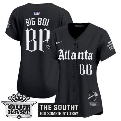 Women's Atlanta Braves 'Gothic South x Outkast Edition' Vapor Premier Limited Jersey - All Stitched