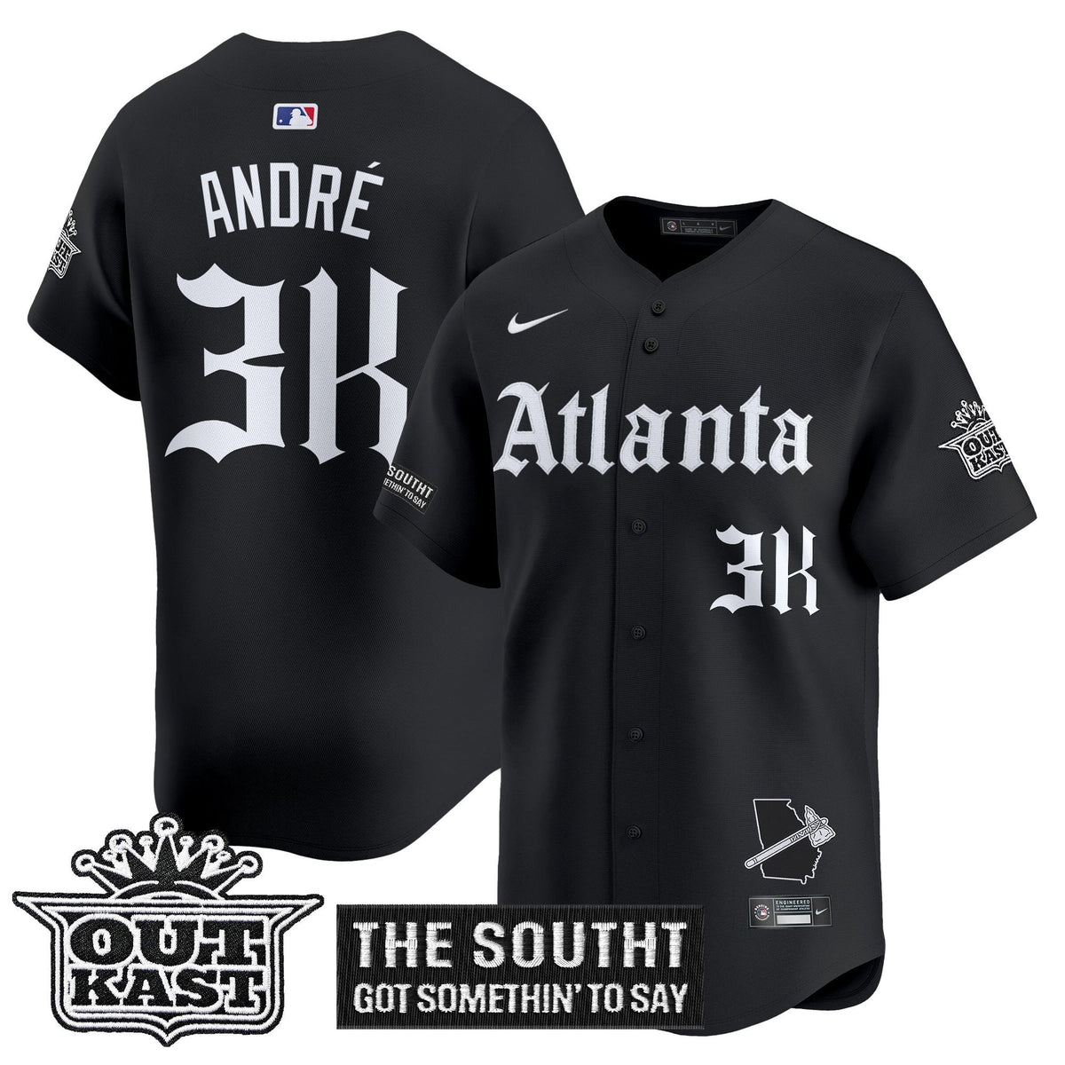 Men's Atlanta Braves 'Gothic South x Outkast Edition' Vapor Premier Limited Jersey - All Stitched