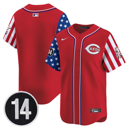Men's Cincinnati Reds 2025 Independence Day Vapor Premier Limited Jersey - Pete Rose Patch - All Stitched