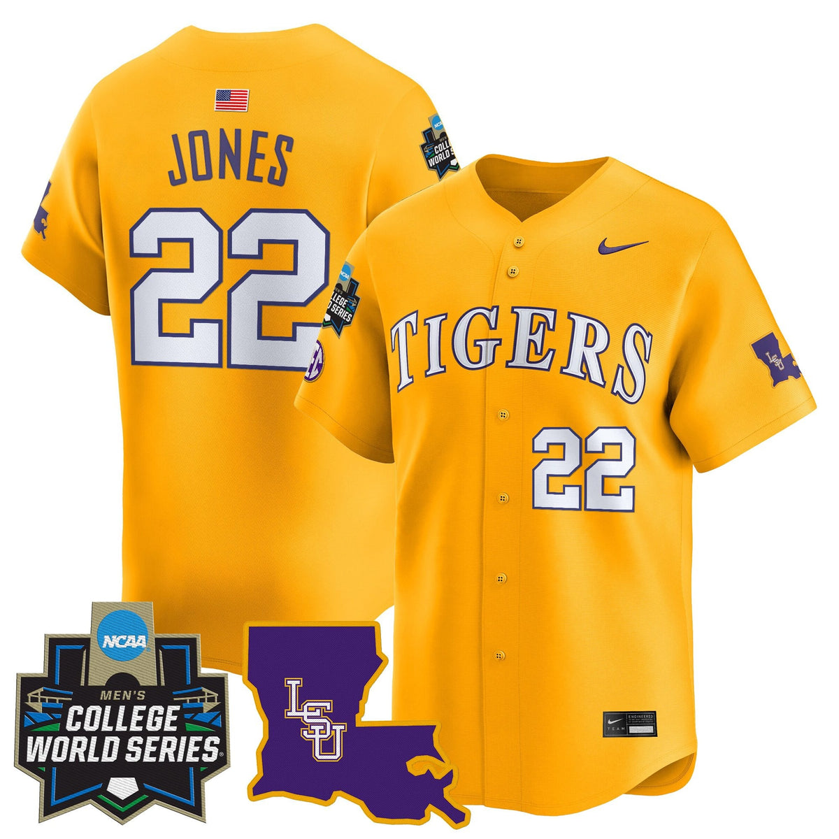 Men's LSU Tigers 2025 World Series Vapor Premier Limited Jersey - All Stitched
