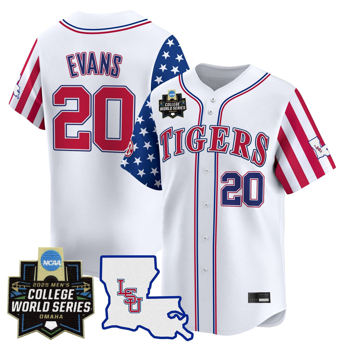 Men's LSU Tigers 2025 Independence Day Vapor Premier Limited Jersey - World Series Patch - All Stitched