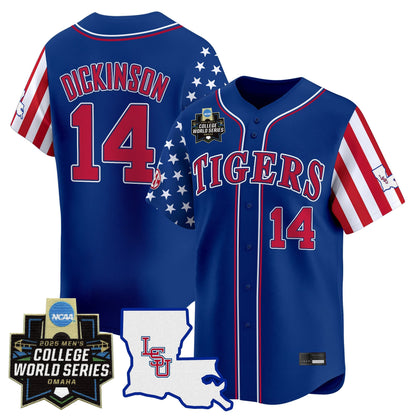 Men's LSU Tigers 2025 Independence Day Vapor Premier Limited Jersey - World Series Patch - All Stitched