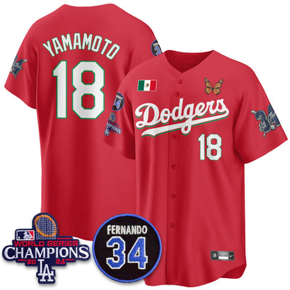 Los Angeles Dodgers Mexican "For 34" Custom Jersey - All Stitched
