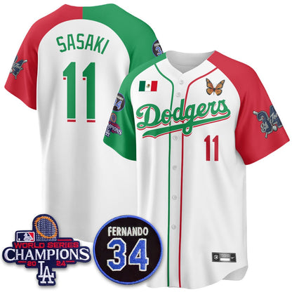 Los Angeles Dodgers Mexican "For 34" Custom Jersey - All Stitched