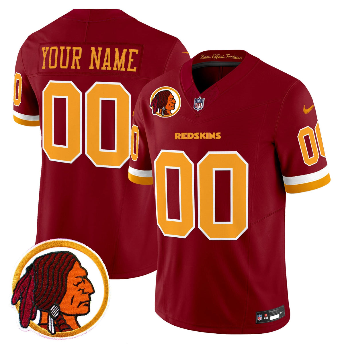 Washington Redskins Throwback Vapor Limited Custom Jersey V2 - All Stitched