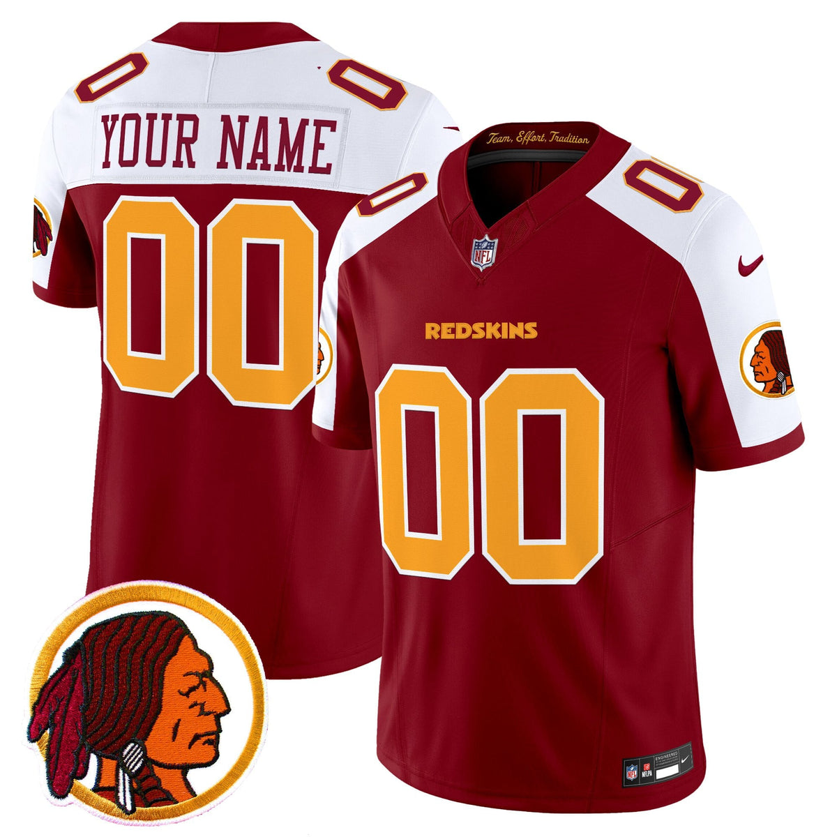 Washington Redskins Throwback Vapor Limited Custom Jersey V2 - All Stitched