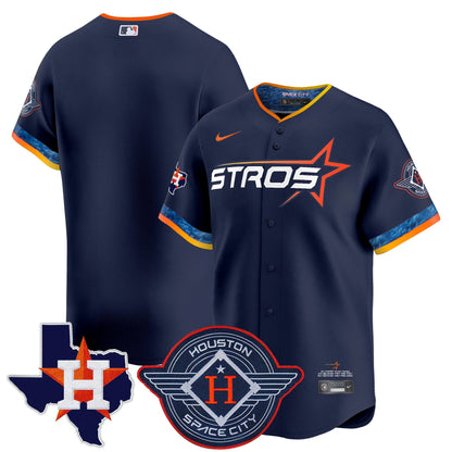Men's Houston Astros 2025 City Connect Texas Patch Vapor Premier Limited Jersey - All Stitched