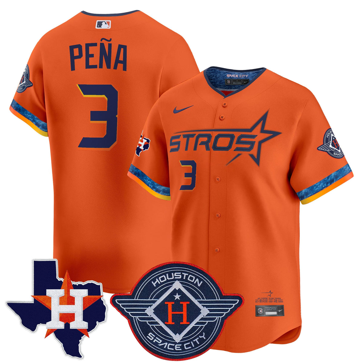 Men's Houston Astros 2025 City Connect Texas Patch Vapor Premier Limited Jersey - All Stitched