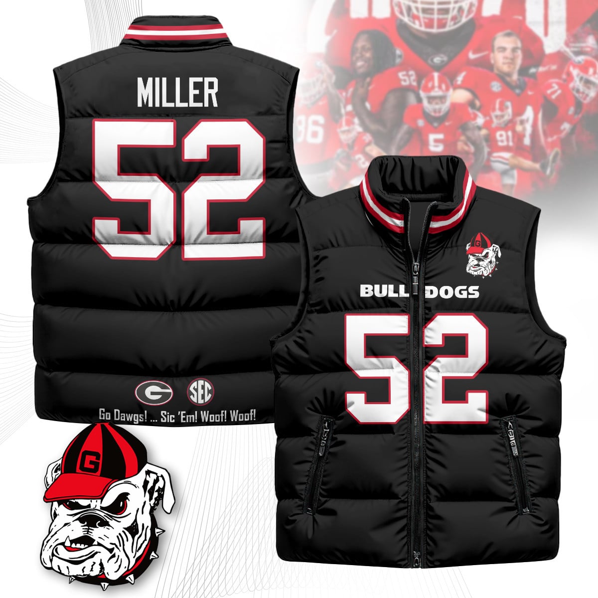 Georgia Bulldogs Unisex Puffer Vest