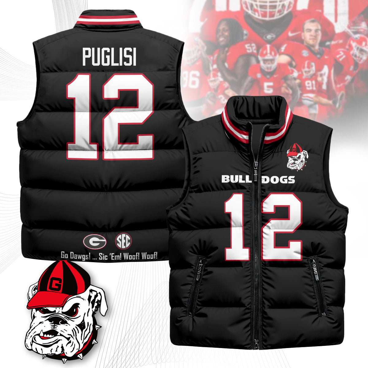 Georgia Bulldogs Unisex Puffer Vest