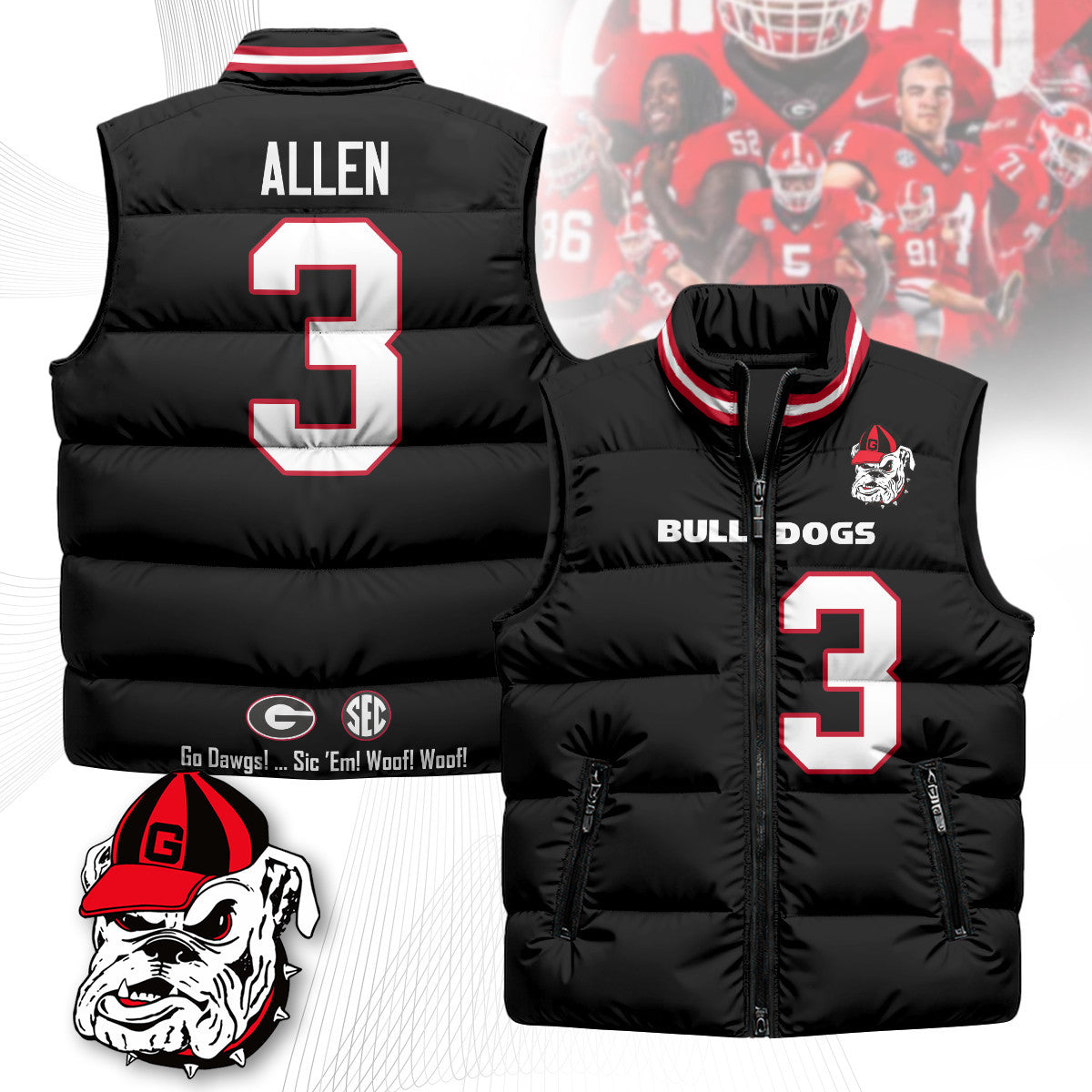 Georgia Bulldogs Unisex Puffer Vest