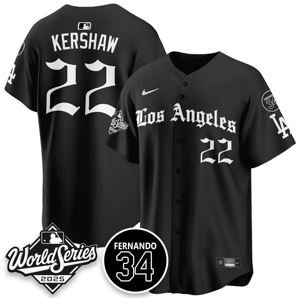 Los Angeles Dodgers 2025 Gothic NL Champions Jersey - All Stitched
