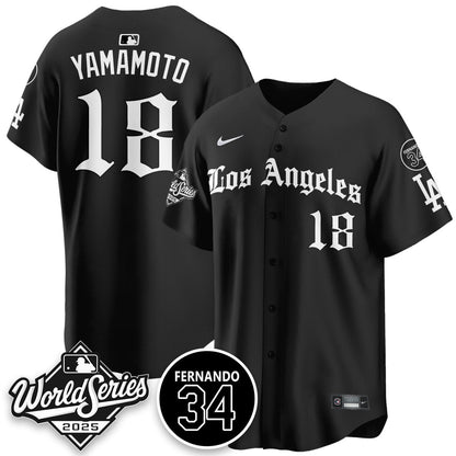 Los Angeles Dodgers 2025 Gothic NL Champions Jersey - All Stitched