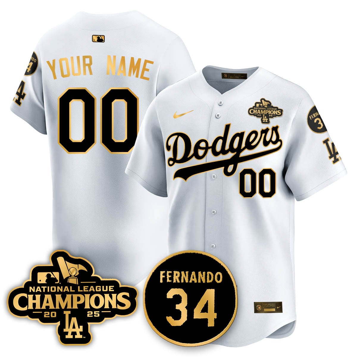 Custom Los Angeles Dodgers 2025 NL Champions Jersey - All Stitched