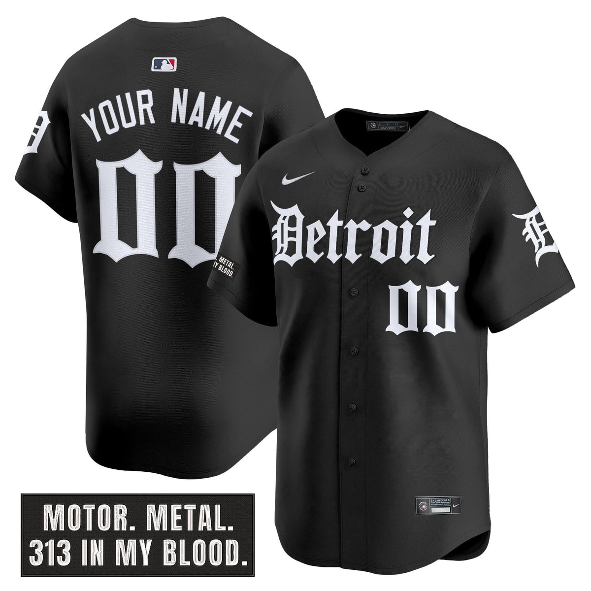 Detroit Tigers 'Motor Gothic Edition' Vapor Premier Limited Custom Jersey - All Stitched