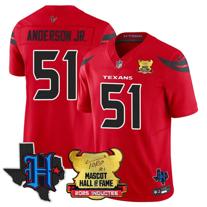 Houston Texans 2025 Mascot Hall Of Fame Jersey - All Stitched