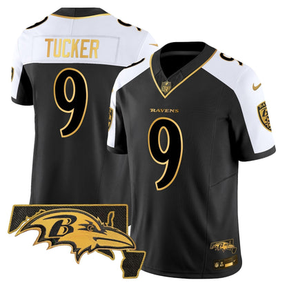 Ravens Maryland Patch Gold Vapor Limited Jersey V2 - All Stitched