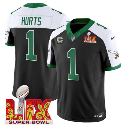Philadelphia Eagles Kelly Green Super Bowl LIX Patch Vapor Limited Jersey - All Stitched