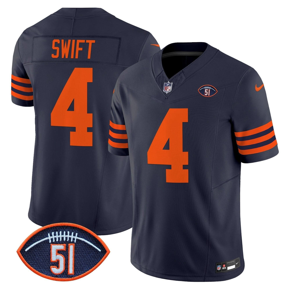 Chicago Bears Dick Butkus Patch Throwback Vapor Limited Jersey - All Stitched
