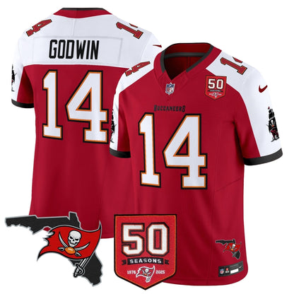 Tampa Bay Buccaneers 50th Season Patch Vapor Limited Jersey - All Stitched