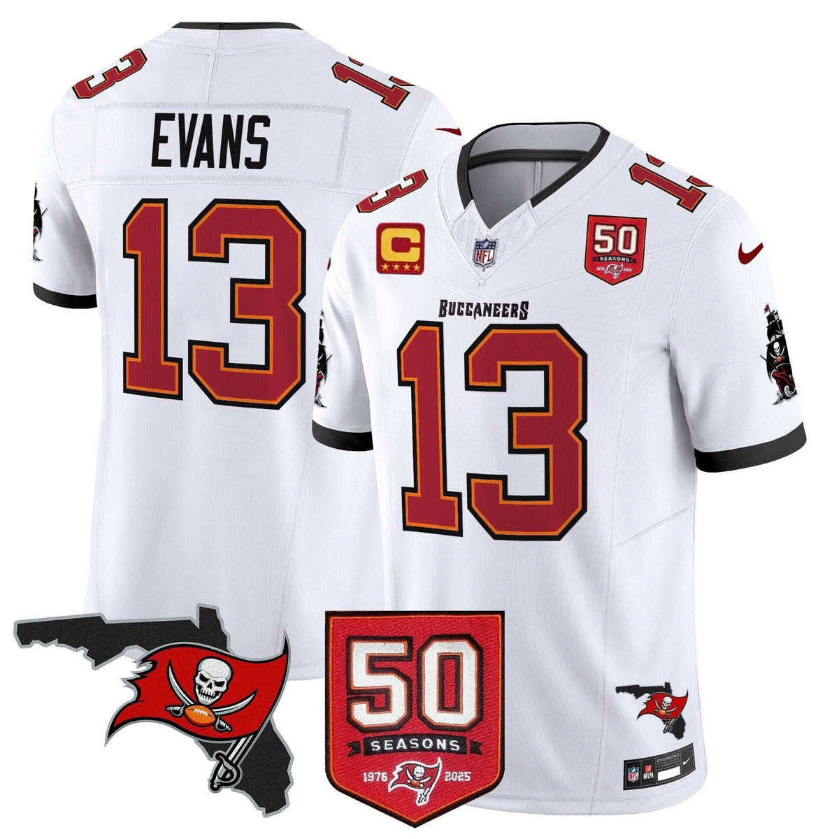 Tampa Bay Buccaneers 50th Season Patch Vapor Limited Jersey - All Stitched