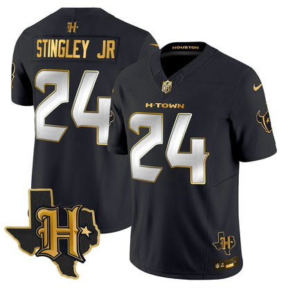 Houston Texans 2024 Texas Patch Gold Vapor Limited Jersey - All Stitched