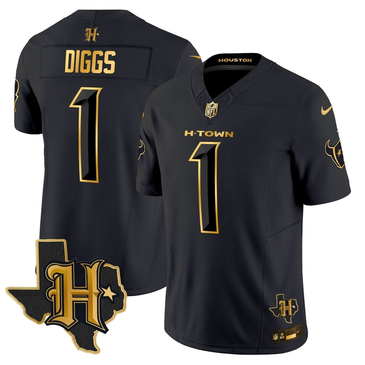 Houston Texans 2024 Texas Patch Gold Vapor Limited Jersey - All Stitched