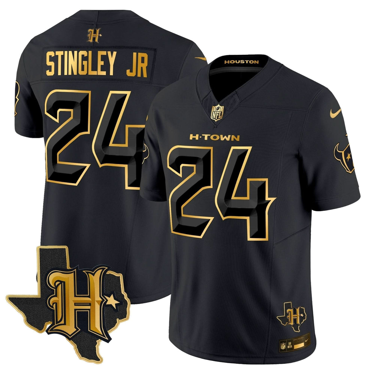 Houston Texans 2024 Texas Patch Gold Vapor Limited Jersey - All Stitched