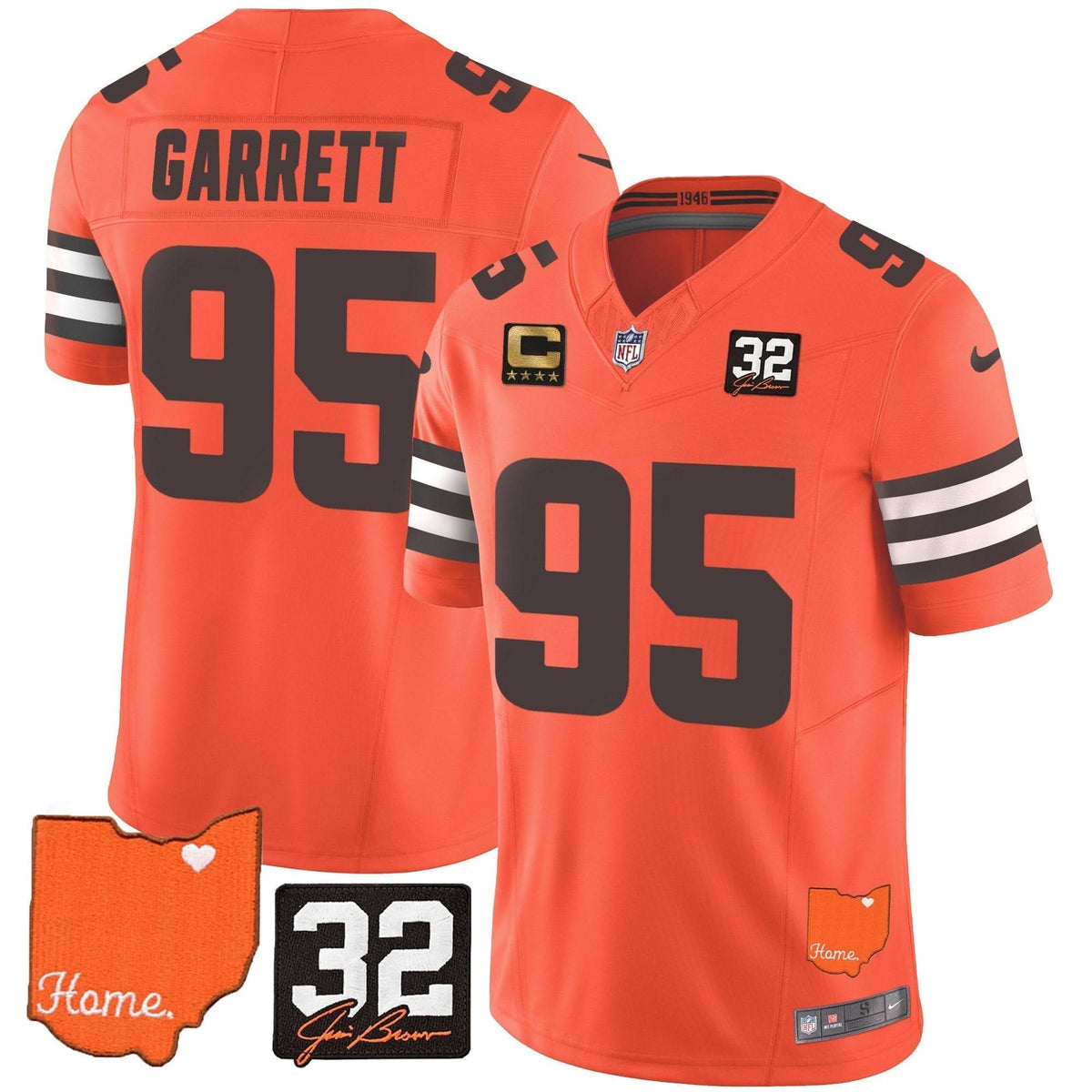 Browns #32 Jim Brown Memorial & Home Patch Vapor Limited Jersey - All Stitched