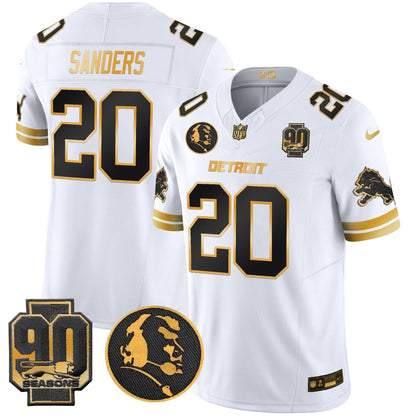 Detroit Lions 2024 90th & John Madden Patch Gold Vapor Limited Jersey V2 - All Stitched