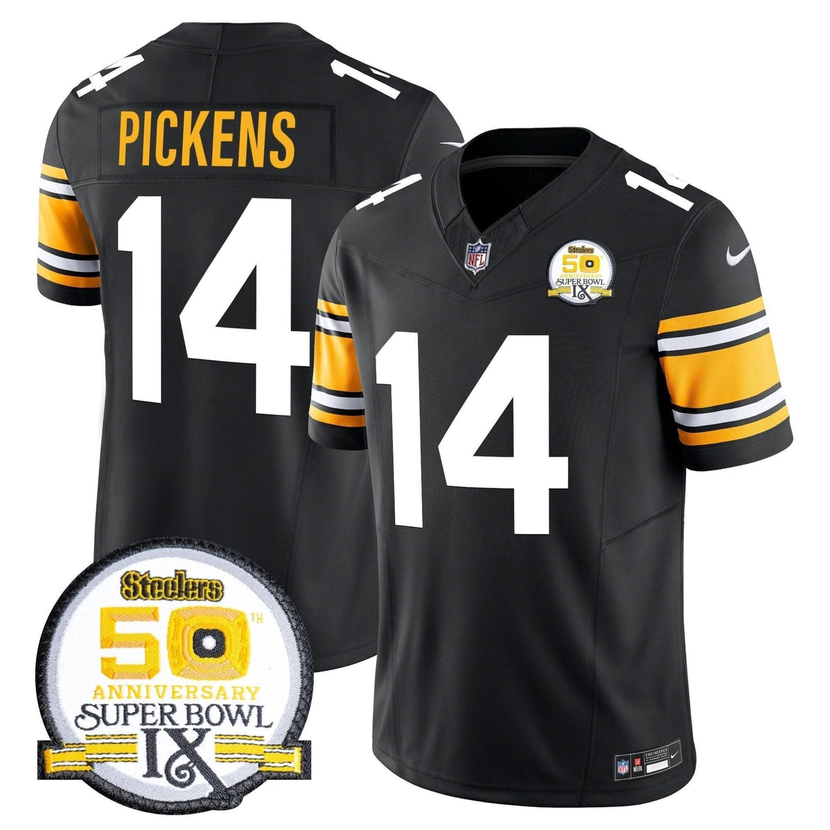 Steelers 50th Anniversary Of Super Bowl IX Patch Vapor Limited Jersey - All Stitched