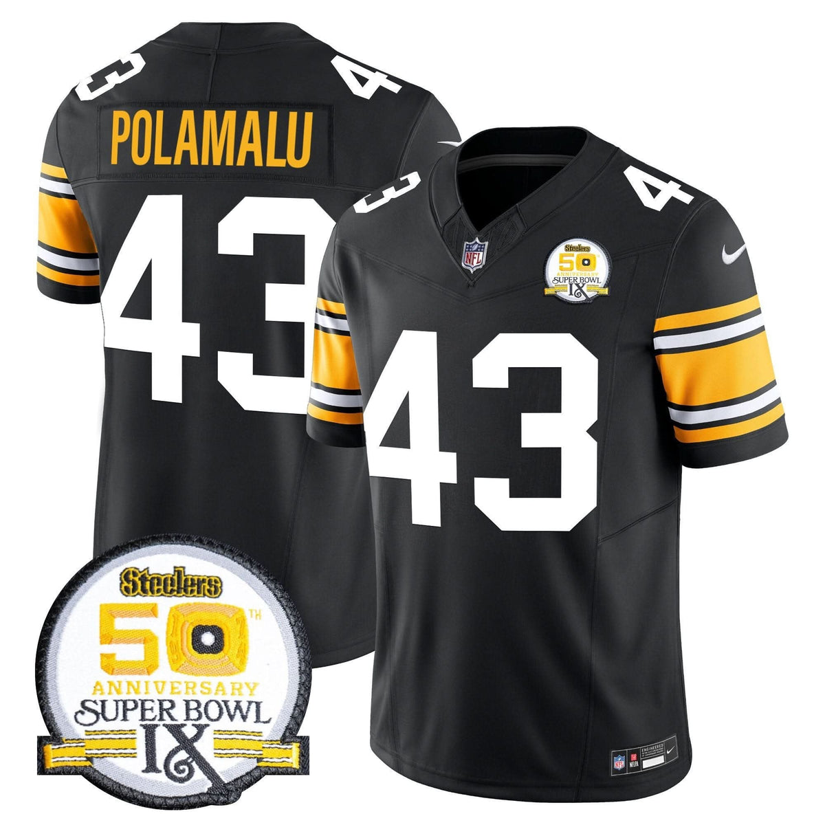 Steelers 50th Anniversary Of Super Bowl IX Patch Vapor Limited Jersey - All Stitched