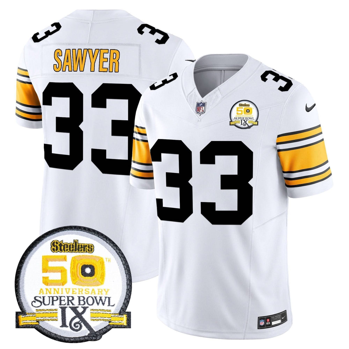 Steelers 50th Anniversary Of Super Bowl IX Patch Vapor Limited Jersey - All Stitched