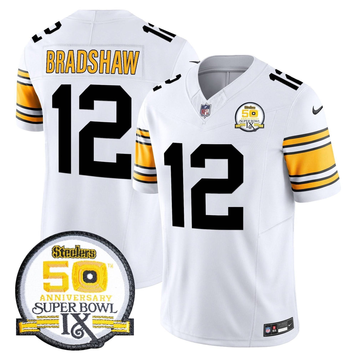 Steelers 50th Anniversary Of Super Bowl IX Patch Vapor Limited Jersey - All Stitched