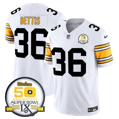 Steelers 50th Anniversary Of Super Bowl IX Patch Vapor Limited Jersey - All Stitched
