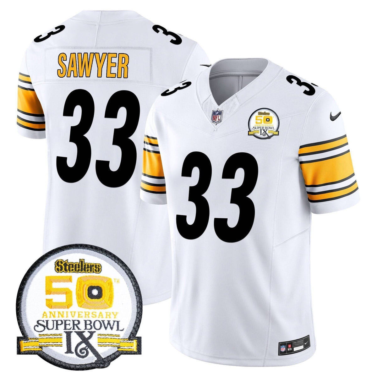 Steelers 50th Anniversary Of Super Bowl IX Patch Vapor Limited Jersey - All Stitched