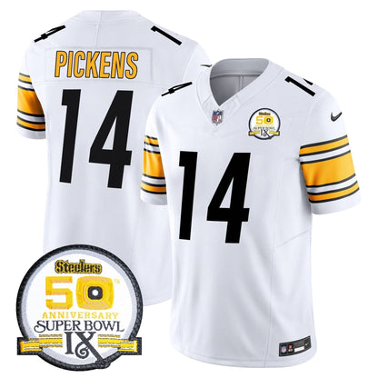 Steelers 50th Anniversary Of Super Bowl IX Patch Vapor Limited Jersey - All Stitched