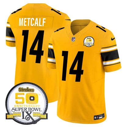 Steelers 50th Anniversary Of Super Bowl IX Patch Vapor Limited Jersey - All Stitched
