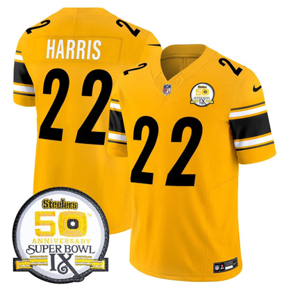 Steelers 50th Anniversary Of Super Bowl IX Patch Vapor Limited Jersey - All Stitched
