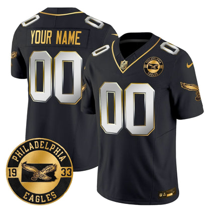 Philadelphia Eagles 2024 Throwback Gold Vapor Limited Custom Jersey - Est. 1933 Patch - All Stitched