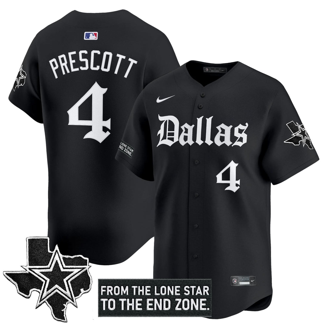 Dallas Cowboys 'Gothic Lone Star Edition' Vapor Baseball Jersey - All Stitched