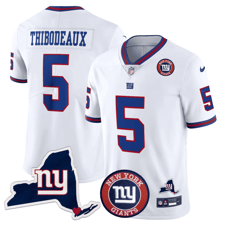 Giants New York State & Logo Patch Limited Jersey - All Stitched